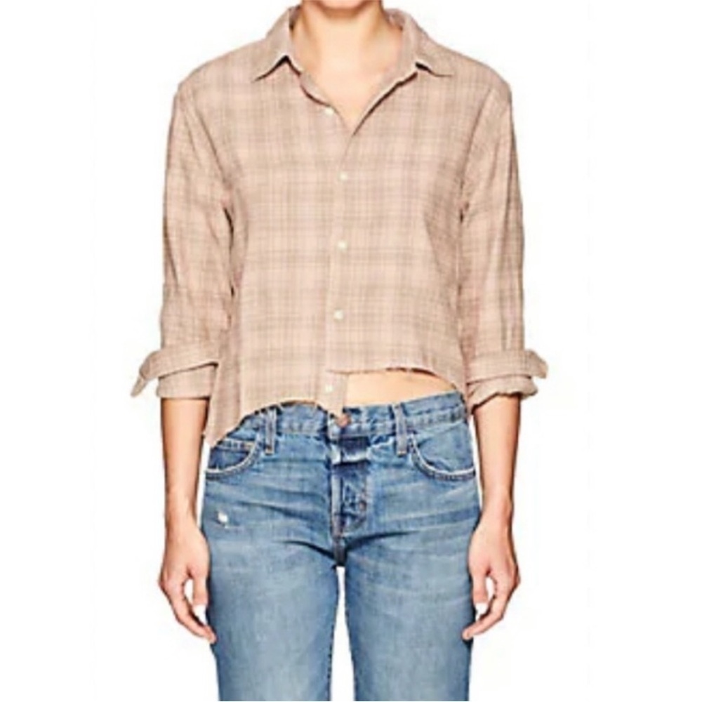 Current / Elliott Size 3 The Mell Shirt Painter Plaid Long Sleeve Large Brown L - Picture 9 of 12